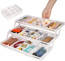 3 Tier Drawer Organizer, Expandable Junk Drawers Organizer,Multi Level Smart