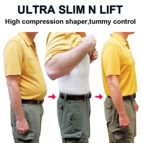 Mens Body Shaper Slim Tummy Vest Compression Shirt Tank Tops Shapewear Workout - Bild 6 von 39