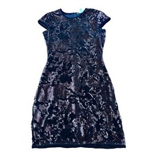 Chelsea & Violet Red Black Sequin Cocktail Dress Cap Sleeve Fully Lined Size XS