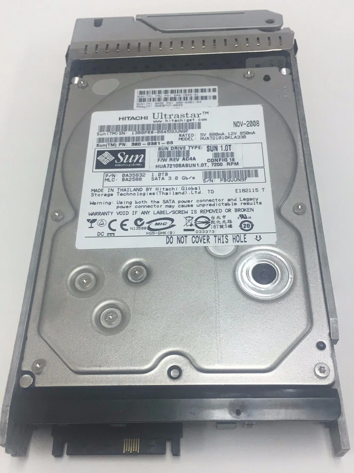SUN ORACLE 540-7624 390-0381 1TB 7200RPM Hard Drive W/ Interposer - Image 2 of 2