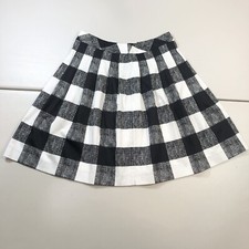 TALBOTS NWT 109 Black White Pleated A-Line Plaid Cotton Skirt Size 8 Petite