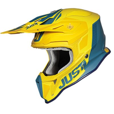 JUST1 J18 Pulsar Motocross Helmet Yellow Blue Motorcycle Enduro MX Cross Quad ATV