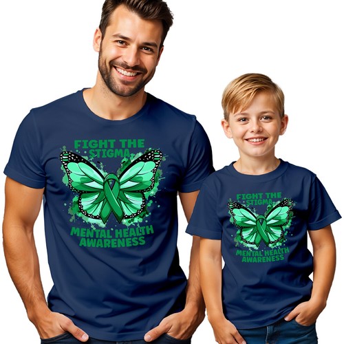 Mens Kids Butterfly Green Ribbon Mental Health Awareness T-Shirt Tee Anxiety#MHA - Picture 22 of 30