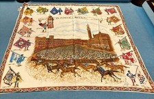Vintage Siena Palio Horse Race Scarf Italy ADF Made in Italy 30x30 Souvenir