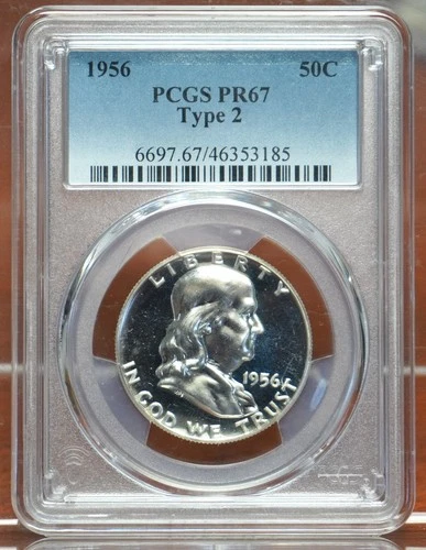 1956 TYPE 2 PROOF FRANKLIN HALF DOLLAR PCGS PR67 353185