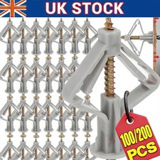 100-200 Plasterboard Fixings Wall Plugs and Screws Set Heavy Duty Drywall Anchor