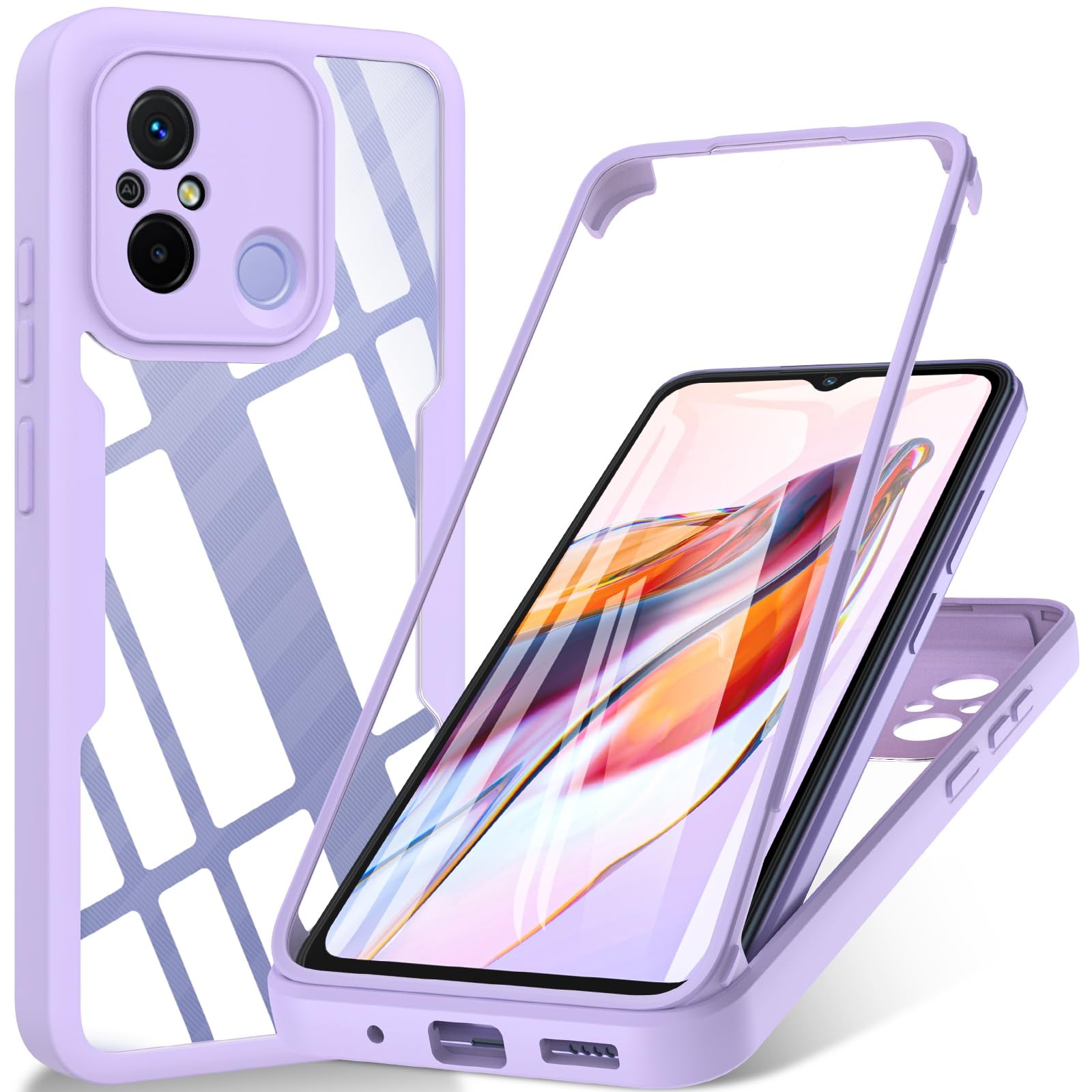 Coque Redmi 12C antichoc 360 avec protection d'écran tactile intégrée