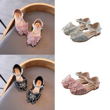Girls Bowknot Sandals Toddler Infant Kids Baby Leather Shoes Party Princess