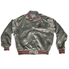 Vintage Michelob Dry Jacket Mens Large Silver Satin Bomber Beer USA 90s