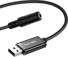 DUKABEL USB Headphone Adapter, External Sound Card with TRRS 4 Pole Jack,