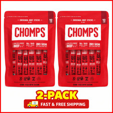 2-Pack Chomps Original Beef Sticks, Mild, 12 Individually Wrapped Sticks