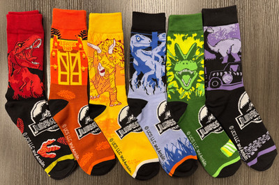 Brand New - One Size Fits Most - Jurassic Park - 6 Pair Crew Socks