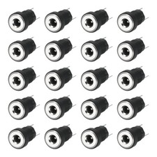 20pcs DC3513 Power Jack, 30V 0.5A 10x10x18mm 2 Pin with Nut Washer, Black