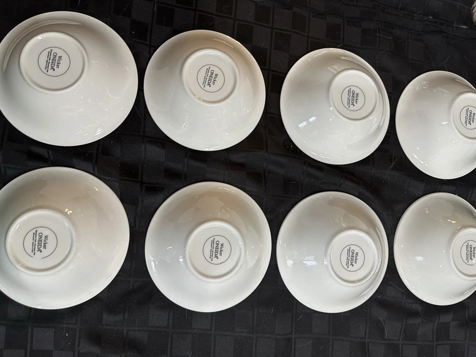 Oneida Nuevos 6 3/8” Cuencos de cereales de mimbre blanco de gres Foto 2 de 2