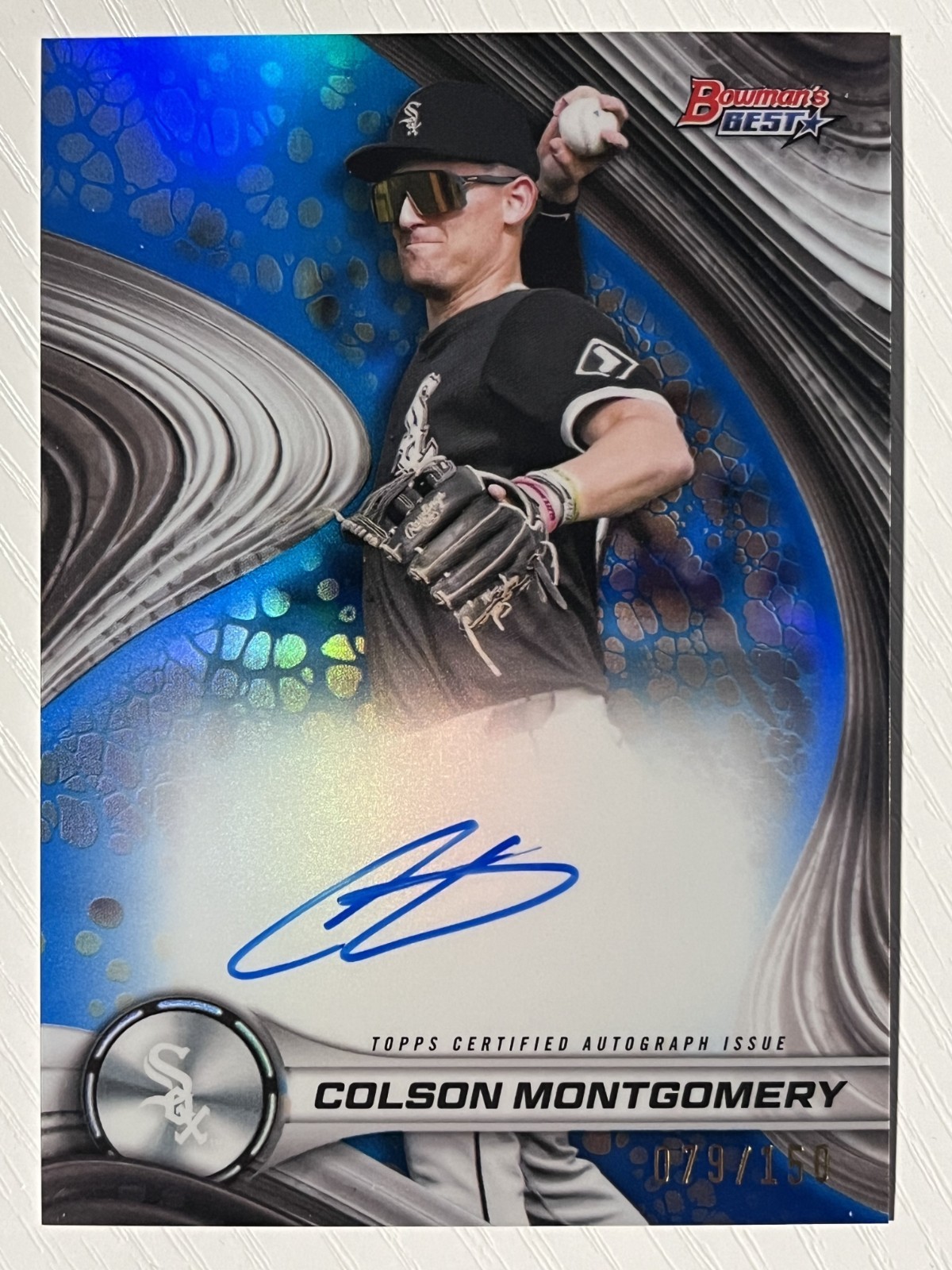 Colson Montgomery 2024 Bowman's Best Blue Refractor Auto 079/150 White Sox
