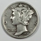 1930-S United States Mercury Dime - Fine (F) KM#140 - 90% Silver - 8611