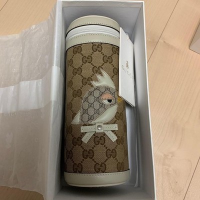 GUCCI GG Supreme PVC Short Bottle Case Brown Zip Neu unbenutzt mit Etikett ge...