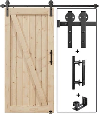 6.7FT Sliding Barn Door Hardware Track Kit & Handle,Big Industrial Spoke Wheel P