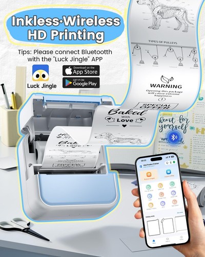 Mini Sticker Printer Bluetooth Portable Thermal for Notes Diagrams Photos - Picture 2 of 8