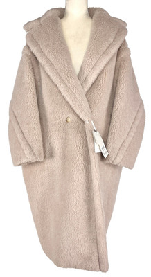 Max Mara TEDGIRL Alpaca Wool Silk Teddy Bear Coat Size S  Sand MSRP $4,290.00