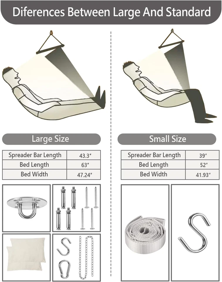 Hamaca colgante de cuerda con 2 cojines Perfecta para patio porche dormitorio - Image 4 of 4