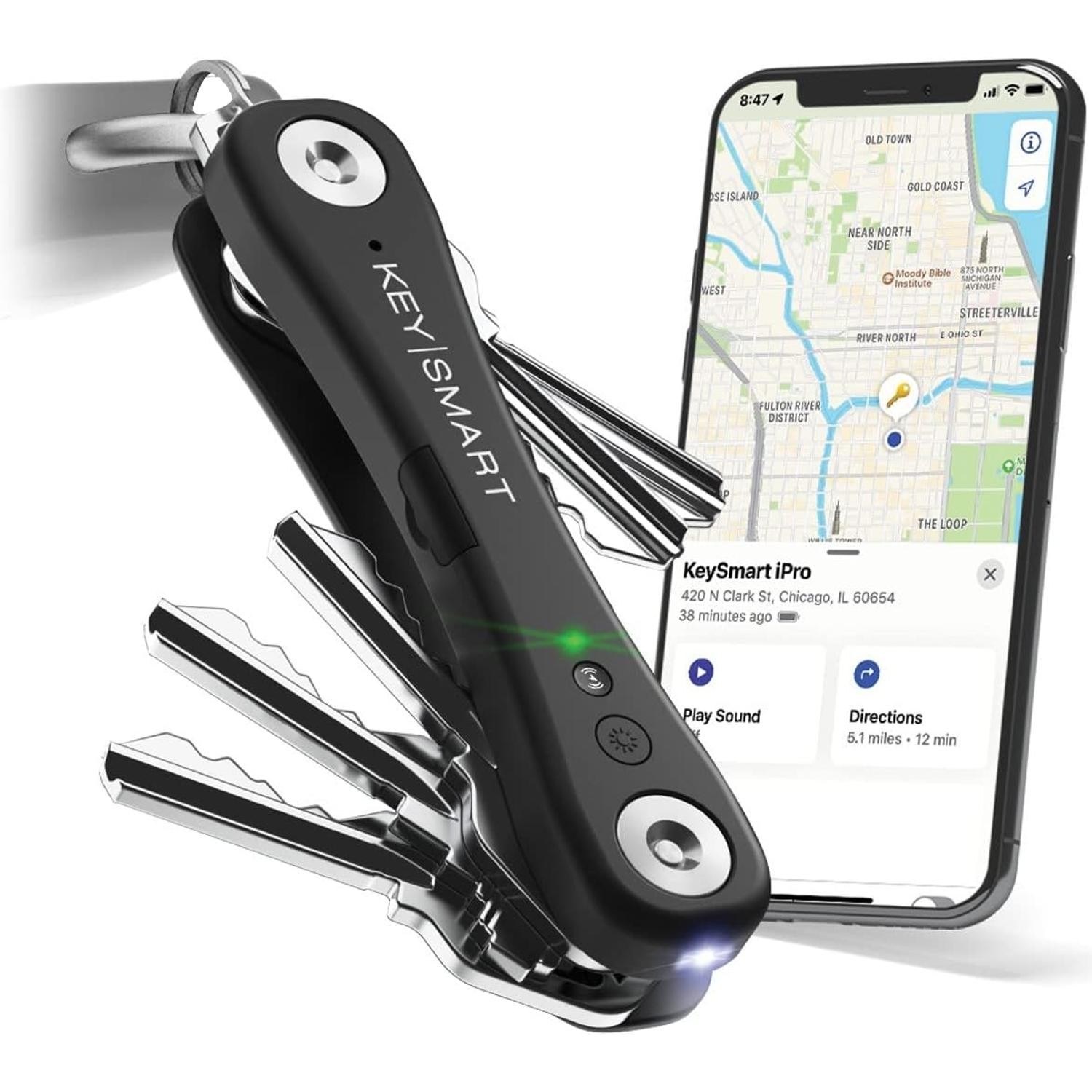 KeySmart iPro Keyring Tracker & Key Holder Organiser Multitool Black