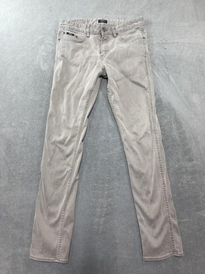 Hugo Boss Jeans Mens 32x34 Gray Light Wash Slim Straight Stretch 5 Pocket