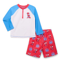 Spiderman Swimsuit Swim Trunks Short Rash Guard Shirt 2T 3T 4T 5T Toddler Boys