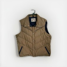 Vintage 70s Woolrich Down Puffer Vest Mens XL Made in USA Western Yoke Snap Logo