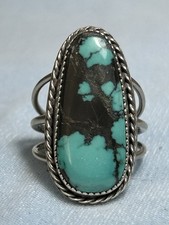 Classic Southwestern Natural Spider Web Turquoise Ring, Sterling, 7-1/2