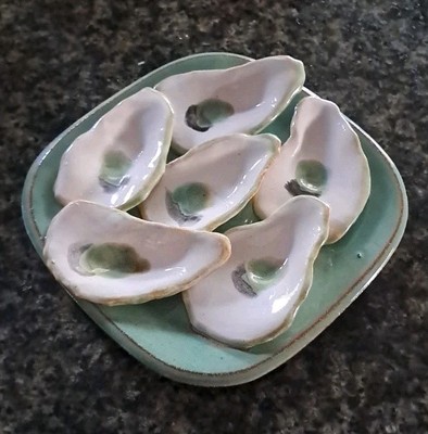 2013 Oysteria New Orleans Handmade 6 Oyster Plate  7'' x 7'' 