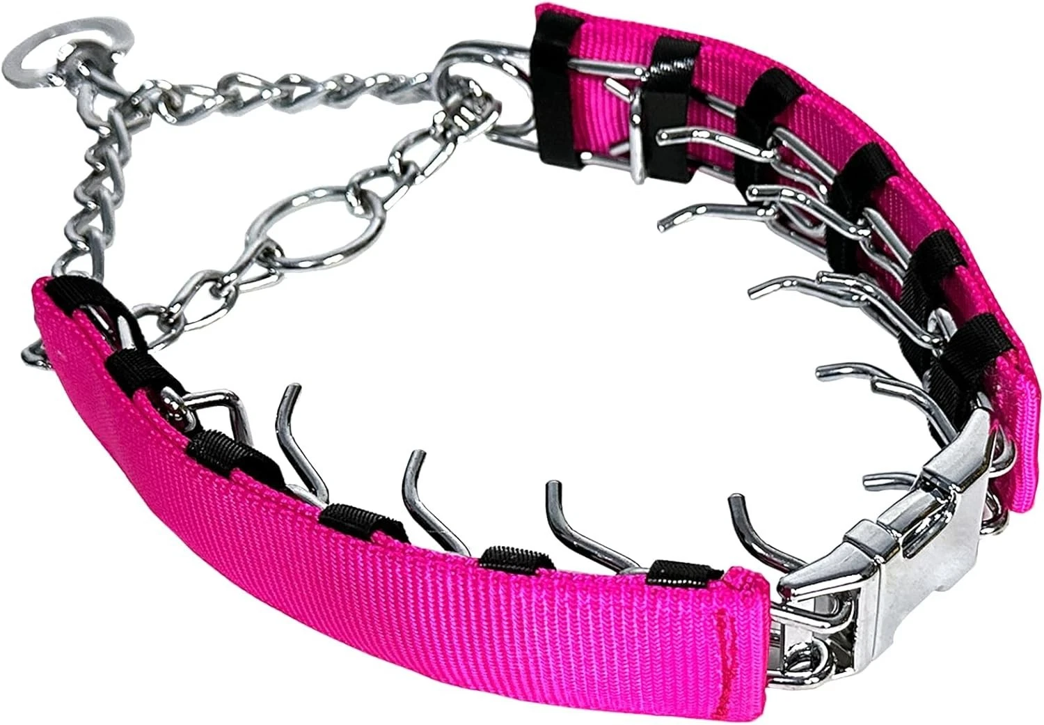 Prong Dog Training Pinch Chain Collar Adjust 23-27 " Quick Release Buckle Pink