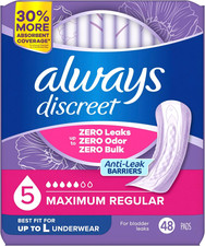 Adult Incontinence Pads for Women, Maximum Absorbency, Regular Length, Postpartu