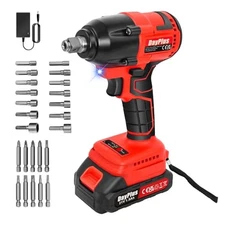 DayPlus 21V Cordless Impact Wrench with Brushless Motor 350N·m Forward/Reverse
