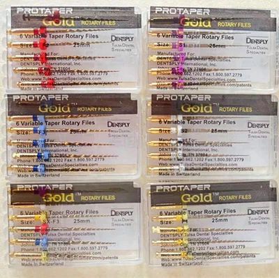Dentsply Protaper Gold Rotary Files Tulsa Assorted Endodontics F1,F2,F3,S1,S2,SX