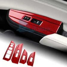 Red Carbon Fiber Window Control Switch Panel Cover Sticker For Acura ILX 13-2022