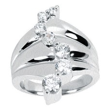 0.50 carat Round brilliant Diamond Ring Anniversary Journey Band 14K White Gold