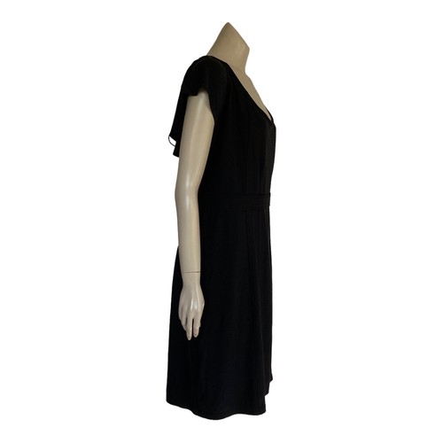 City Chic Shift Dress Curvy Sz XL 22 Cap Sleeve Open ZipUp Back Scoop Neck Black - Picture 6 of 10