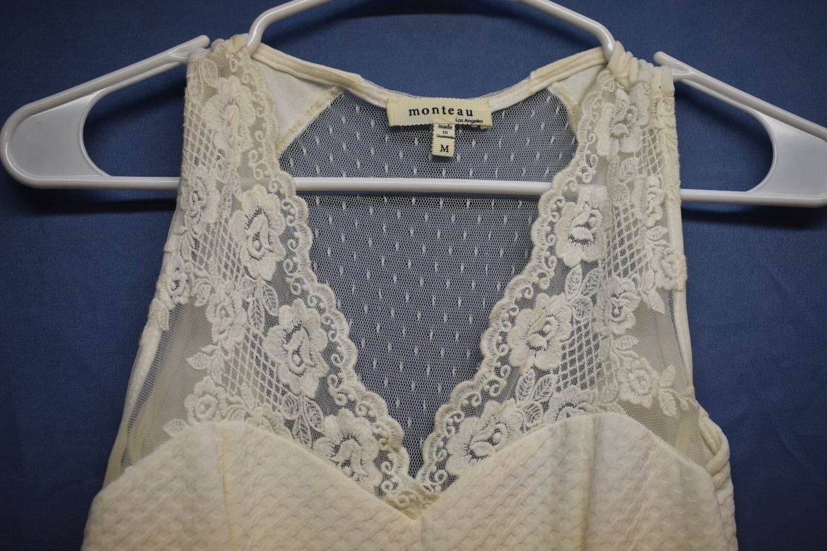 monteau los angeles lace dress Monteau Los Angeles Lace/Crochet Navy Blue Lined Dress, Women's Size XS,  EUC Bu