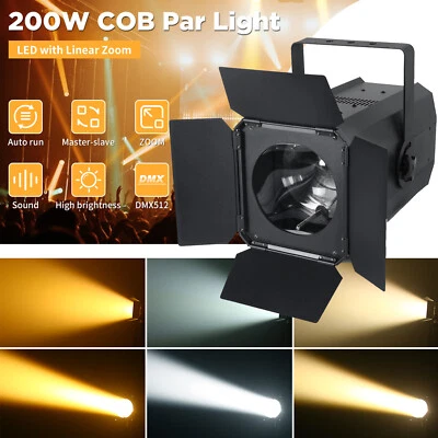 200W COB LED Par Strahler Zoomable DMX Bühnenlicht Weiß/Warmweiß Scheinwerfer EU - Bild 1 von 4