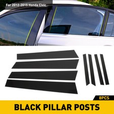 Black Pillar Posts For 2012-2015 Honda Civic Door Trim Cover Kit Car Accessories