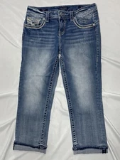Vigoss Capri Jeans The Dublin Juniors Sz. 7/8, L23 Distressed Denim Blue