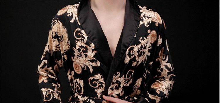 Mens Chinese Japanese Oriental Gold Dragons Black Bathrobe Dressing Gown  mrobe5 | eBay