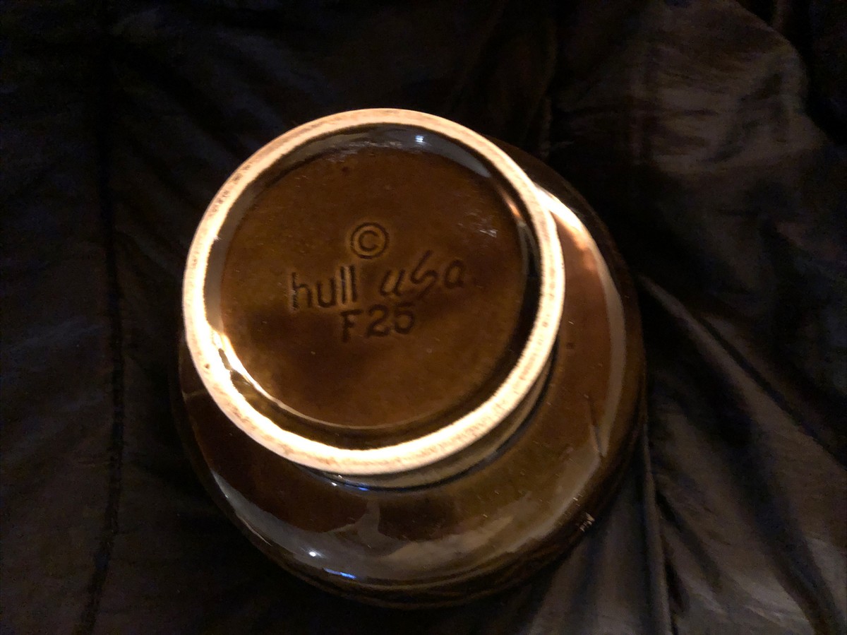 Hull Vintage Footed Planter Bowl USA F25 Ceramic Glaze Green 7.5