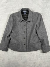Lands End Womens 12P Gray LambsWool 5 Button Blazer Jacket