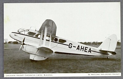 LANCASHIRE AIRCRAFT CORPORATION DH-89 RAPIDE TUCK S ISSUE AIRLINE POSTKARTE 