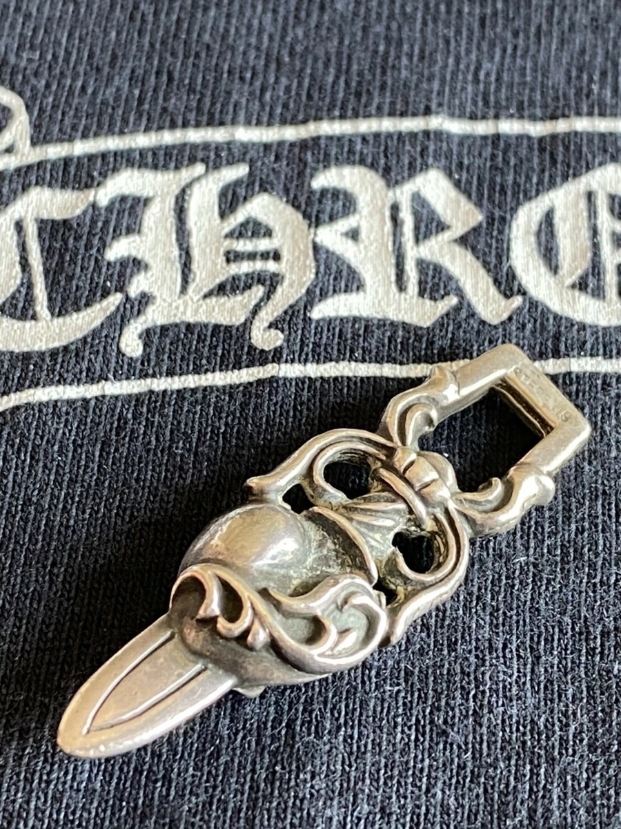 CHROME HEARTS Dagger Heart Pendant Charm 925 Sterling Silver 1995 Authentic