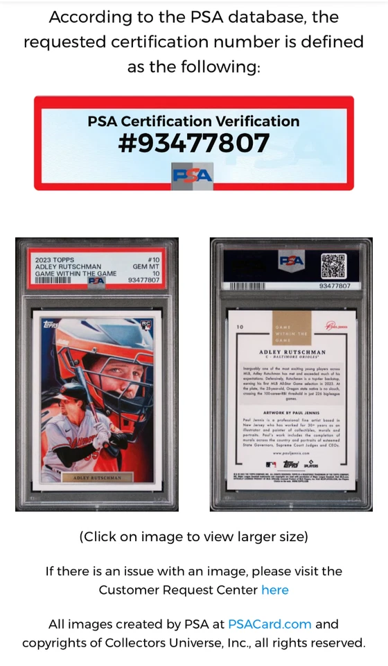 2023 TOPPS ADLEY RUTSCHMAN ROOKIE CARD GAME WITHIN THE GAME SP #10 RC PSA 10 🔥 - Image 4 of 4