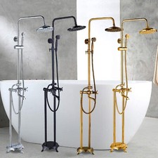 Shower System Freestanding Tub Faucet Rain Shower Head Floor Mounted Mixer Tap