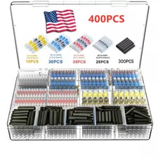 400PCS Waterproof Solder Seal Heat Shrink Wire Butt Terminal Connectors Kit Set